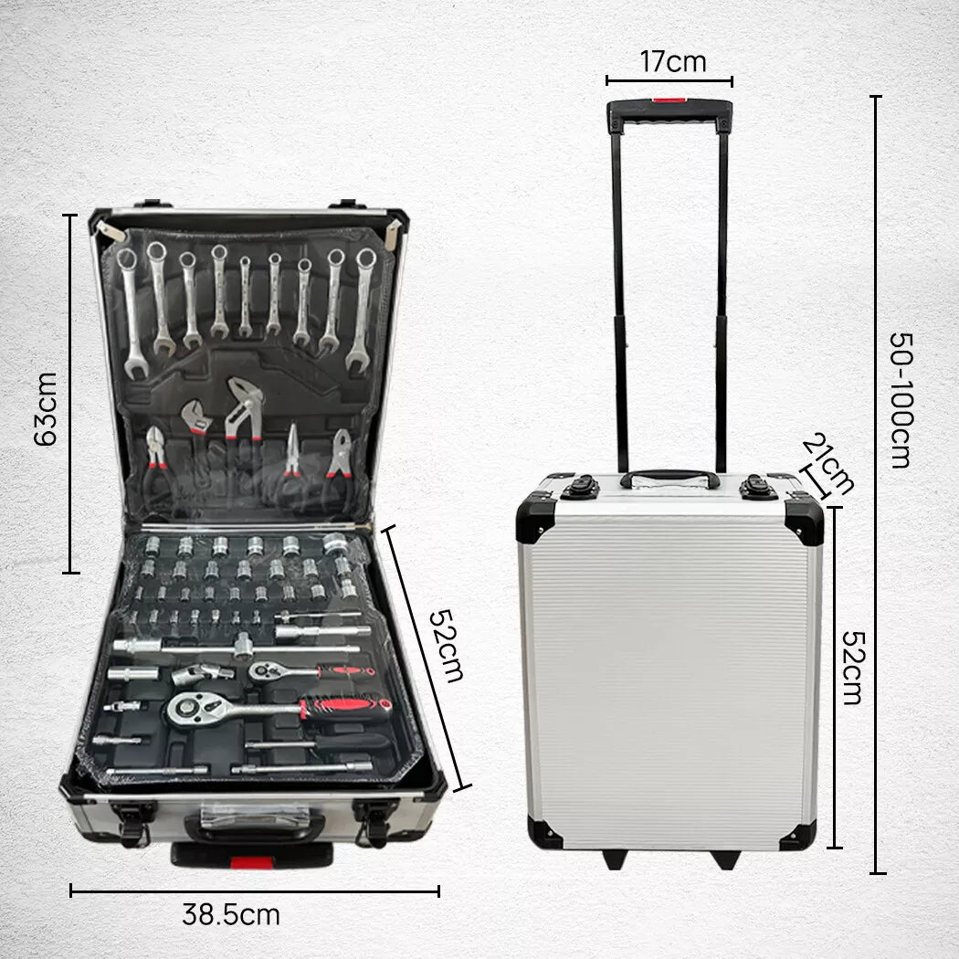 1180pcs Tool Box Kit Wheels Trolley Case Portable Set Toolbox Toolkit w/ wheels