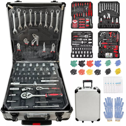 1180pcs Tool Box Kit Wheels Trolley Case Portable Set Toolbox Toolkit w/ wheels