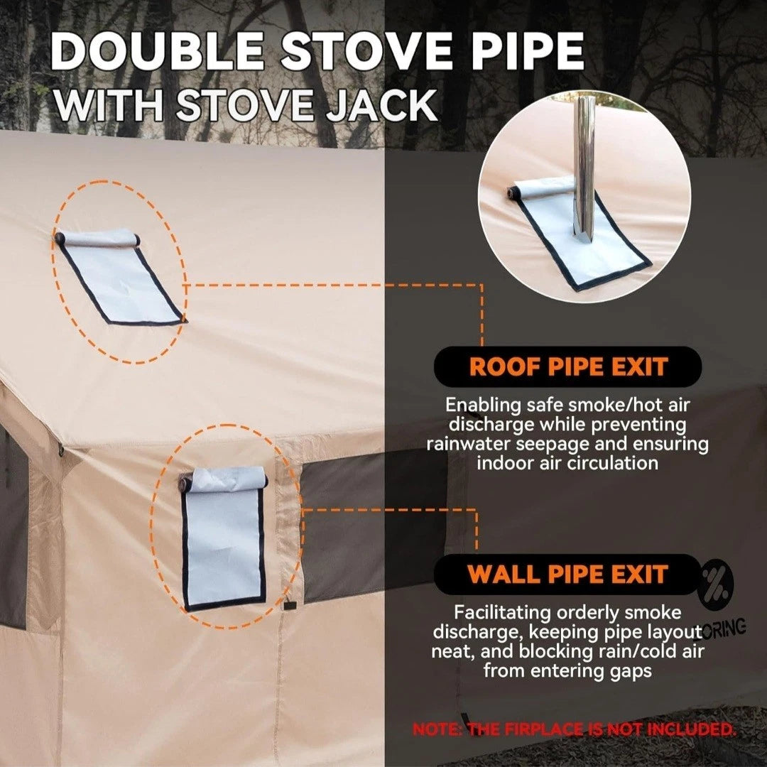 Lightweight Hot Tent with Stove Jack, NO POLES, 2 Persons Camping Tent GREEN NEW