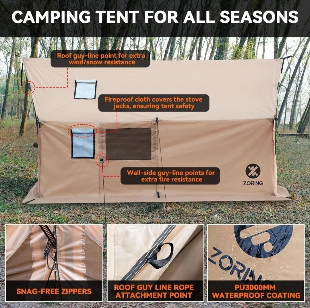 Lightweight Hot Tent with Stove Jack, NO POLES, 2 Persons Camping Tent GREEN NEW