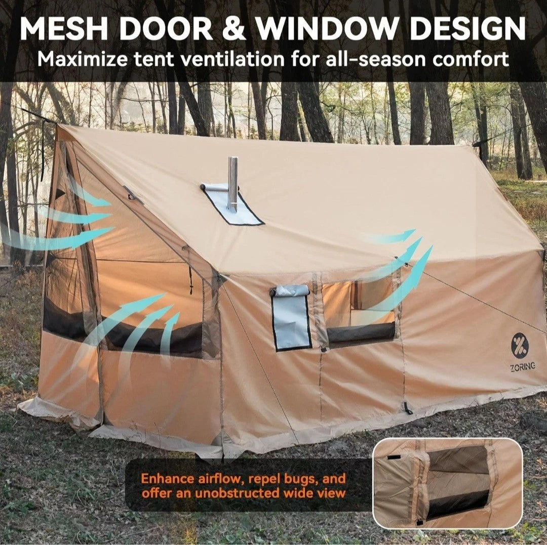 Lightweight Hot Tent with Stove Jack, NO POLES, 2 Persons Camping Tent GREEN NEW