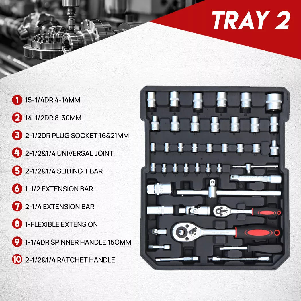 1180pcs Tool Box Kit Wheels Trolley Case Portable Set Toolbox Toolkit w/ wheels