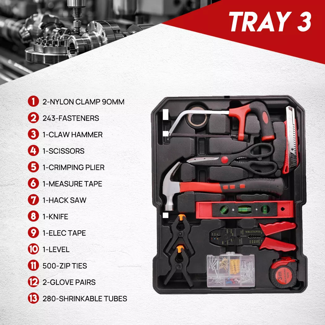 1180pcs Tool Box Kit Wheels Trolley Case Portable Set Toolbox Toolkit w/ wheels