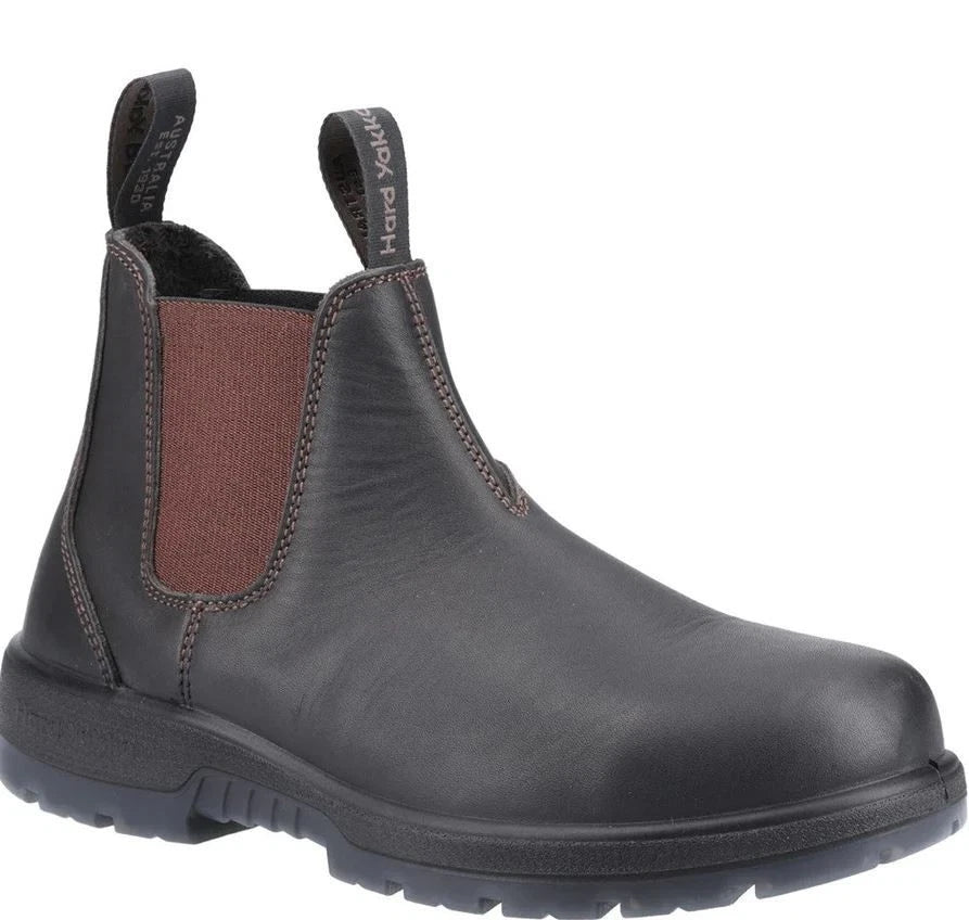Hard Yakka Men's Brumby Leather Slip on Soft Toe Work Boots Brown Y61108