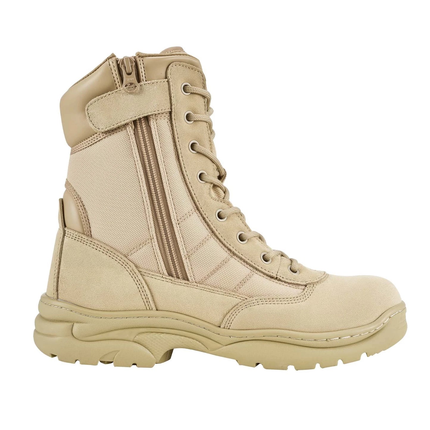 Uimoso Men's Tactical Military Boots 203 mm Sand Side Zipper UK Size 8.5