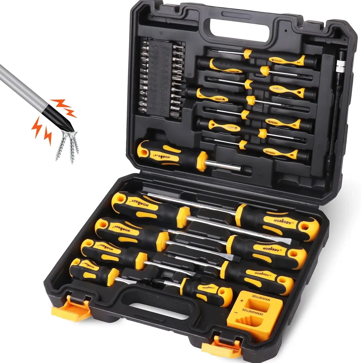 43pcs Magnetic Screwdriver Set with Box, Slotted Phillips Hex Torx Repair Kit