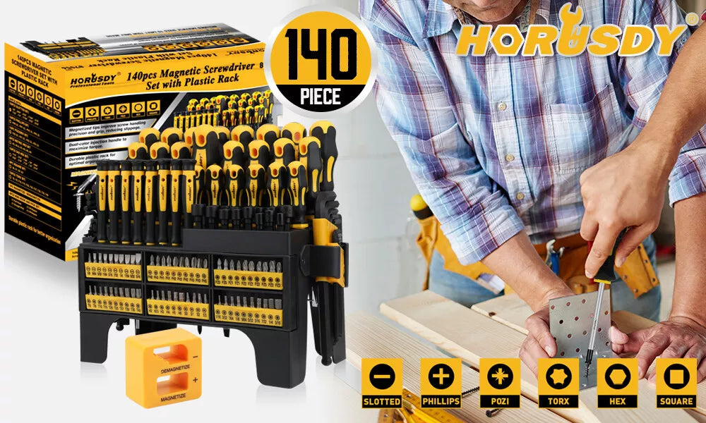 140Pc Magnetic Screwdriver Set Hex Key Magnetizer Demagnetizer SAE & Metric Tool