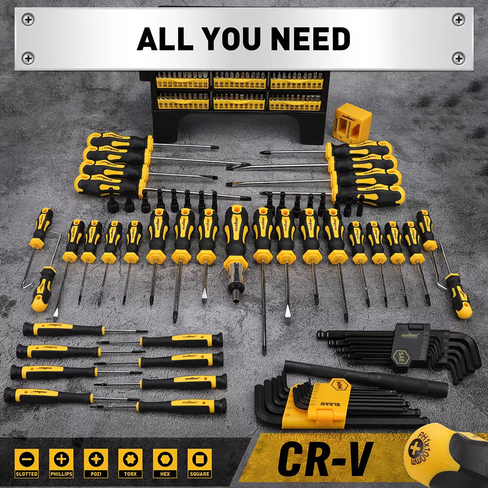 140Pc Magnetic Screwdriver Set Hex Key Magnetizer Demagnetizer SAE & Metric Tool