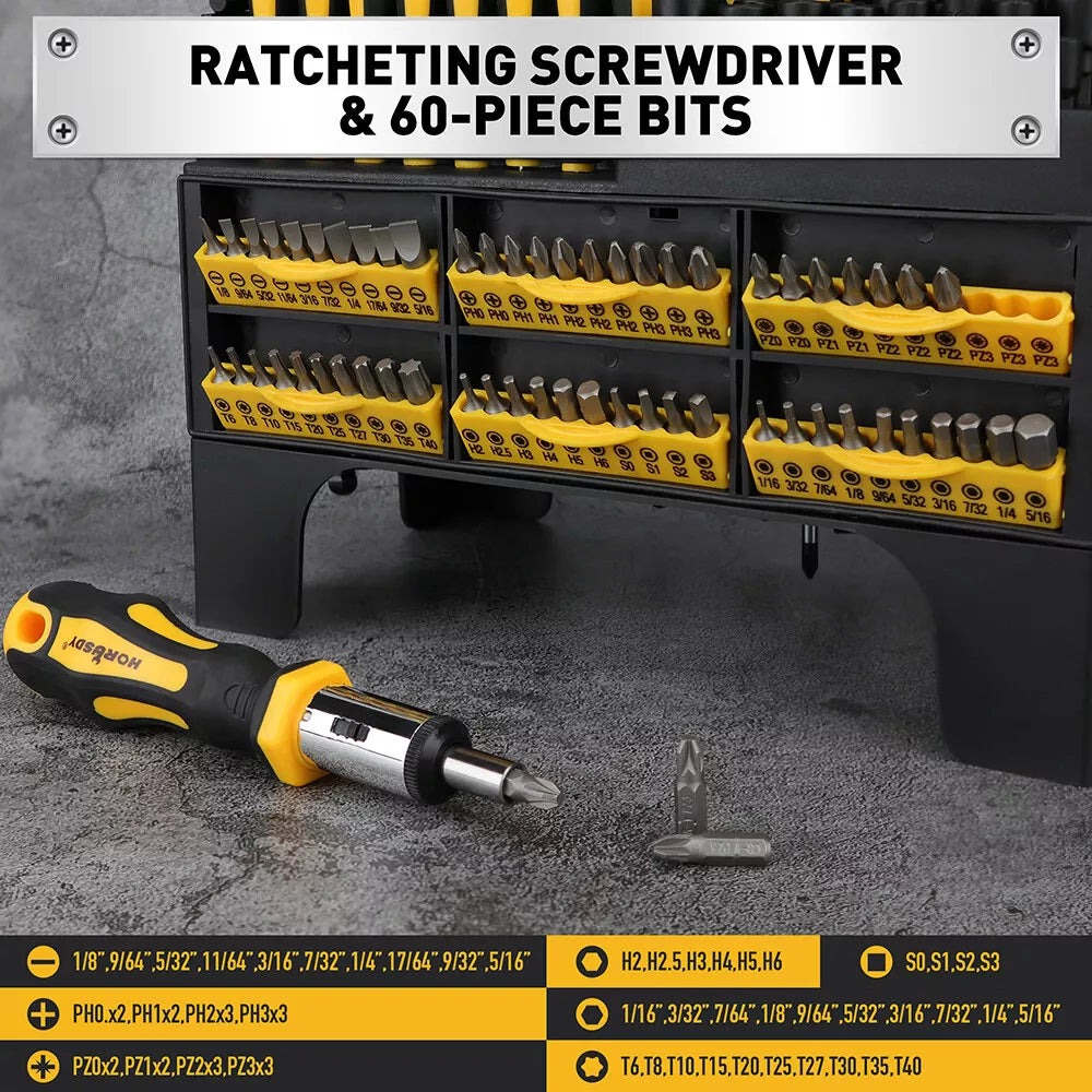 140Pc Magnetic Screwdriver Set Hex Key Magnetizer Demagnetizer SAE & Metric Tool