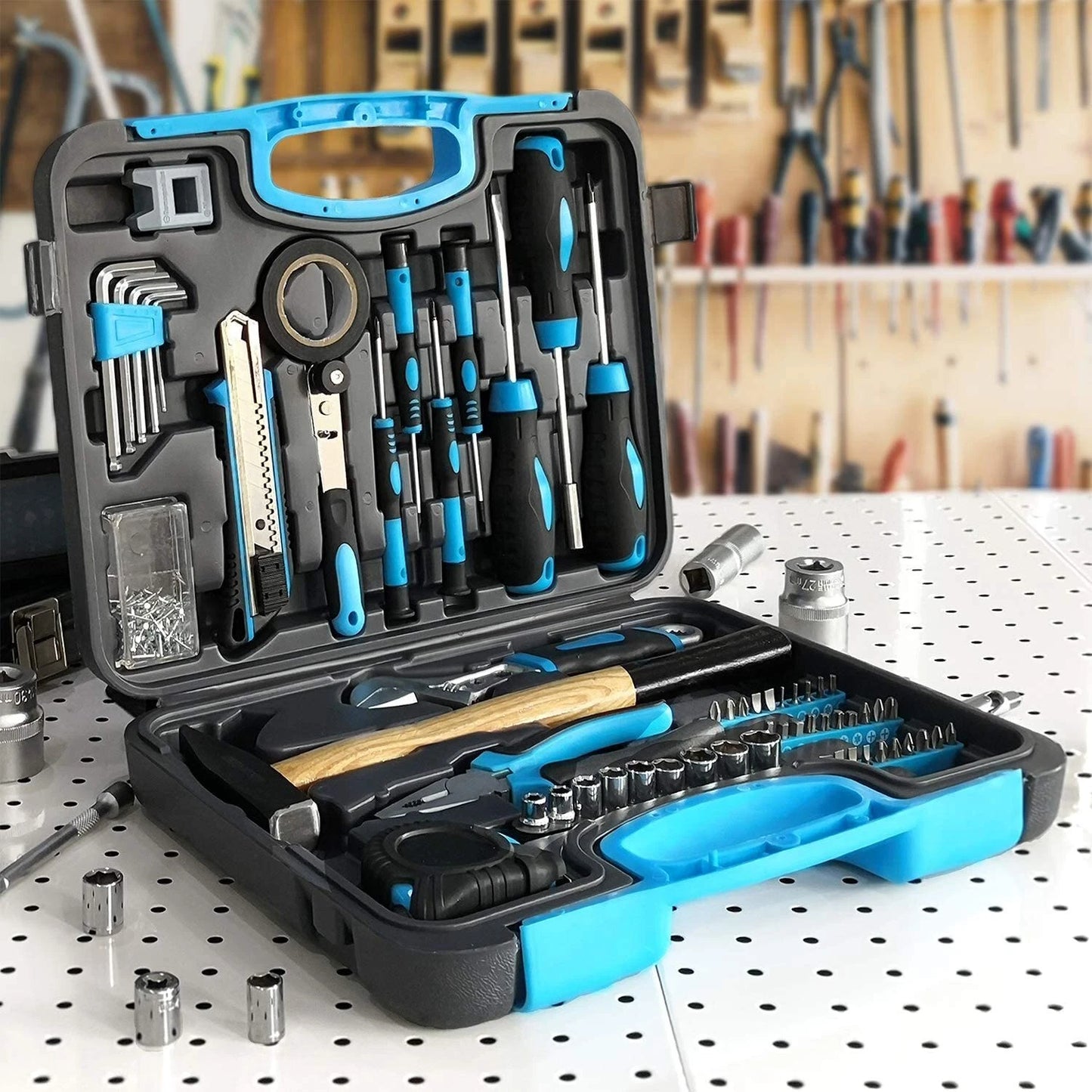 100PCS Household Hand Tool Set Kit with Plastic Storage Case  HAN