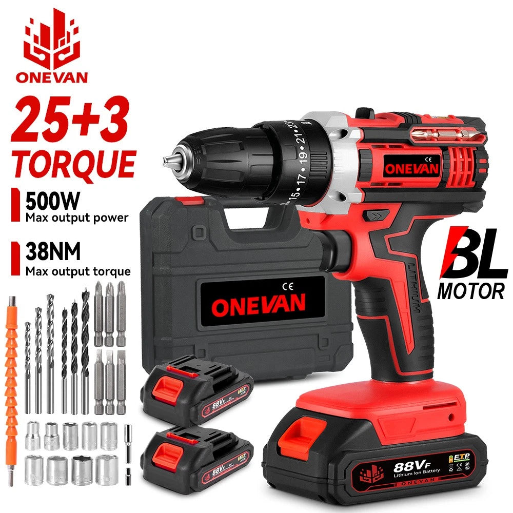 24Pcs Cordless Drill Driver Set 18V Electric Power Hand Tool Kit w/ 2 Batteries