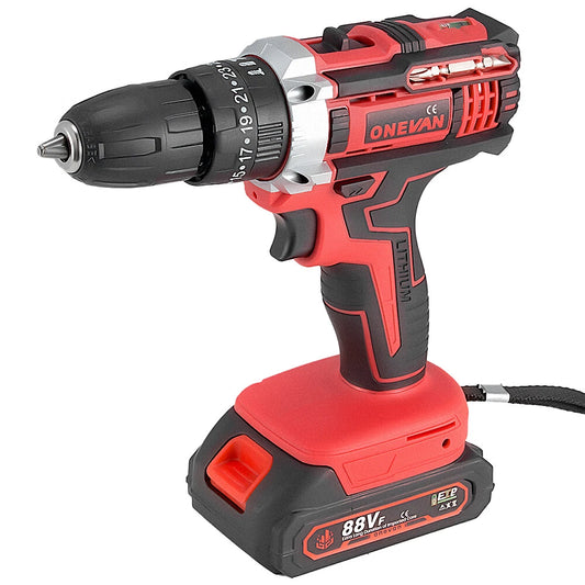 24Pcs Cordless Drill Driver Set 18V Electric Power Hand Tool Kit w/ 2 Batteries