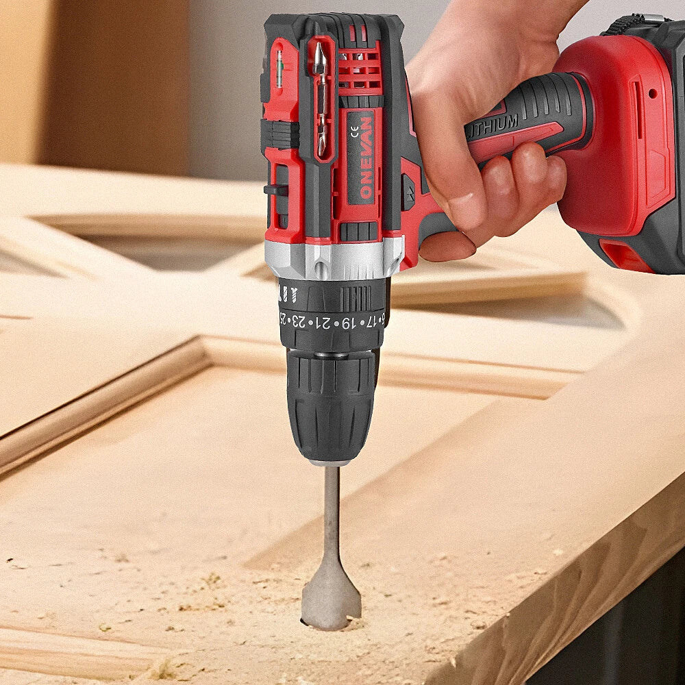 24Pcs Cordless Drill Driver Set 18V Electric Power Hand Tool Kit w/ 2 Batteries