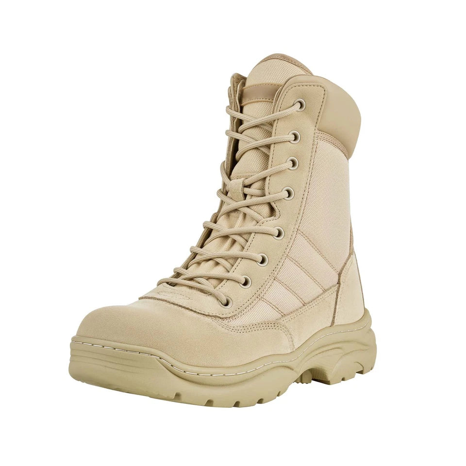 Uimoso Men's Tactical Military Boots 203 mm Sand Side Zipper UK Size 8.5