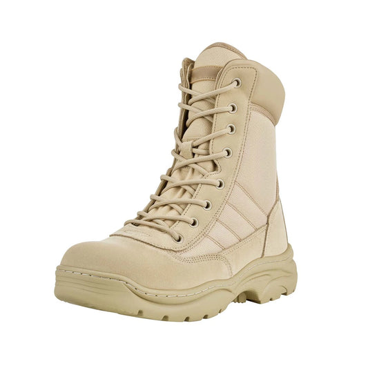 Uimoso Men's Tactical Military Boots 203 mm Sand Side Zipper UK Size 8.5