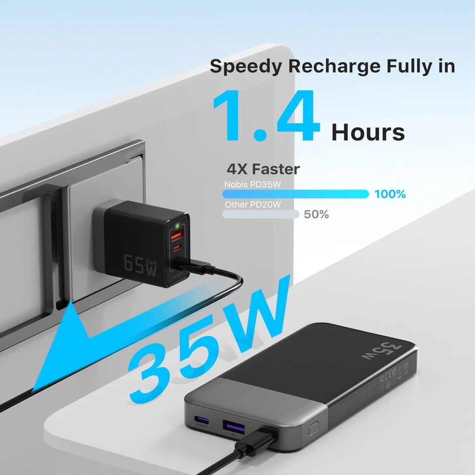 Power Bank 10000mah 35W Portable External Battery Pack Charger For Mobile Phone