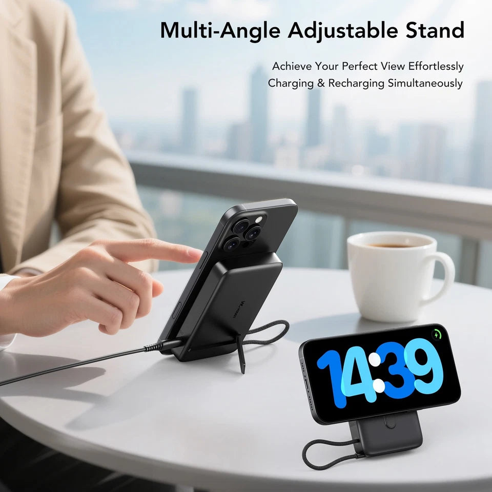 Tough On Magnetic Power Bank 10000mAh W/35W Built-in Fast Cable and Kickstand