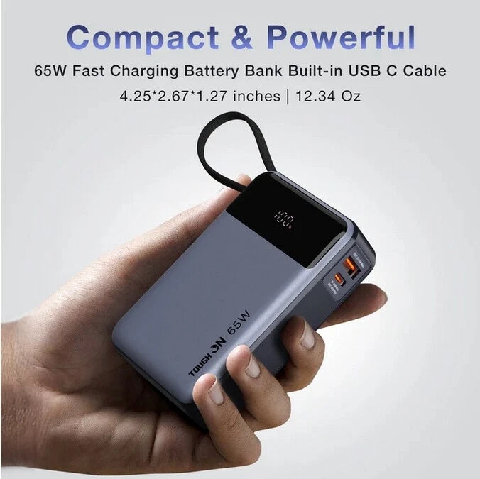 Tough On 2-in-1 65W 20000mAh Power Bank Bulit-in USB-C Cable