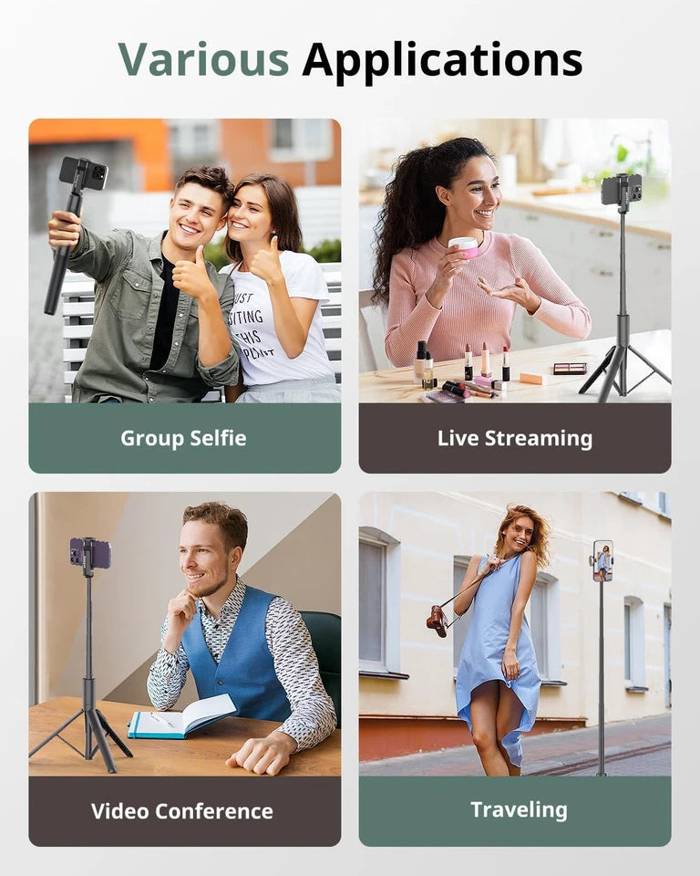 60" Phone Tripod & Selfie Stick Lightweight All in One Phone Tripod Integrated
