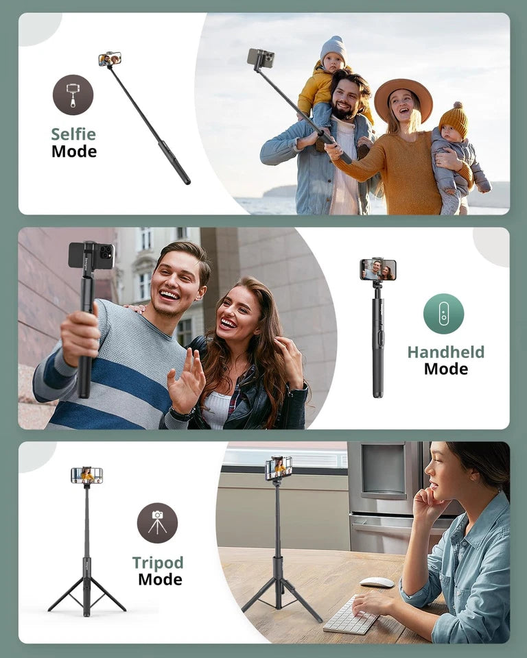 60" Phone Tripod & Selfie Stick Lightweight All in One Phone Tripod Integrated