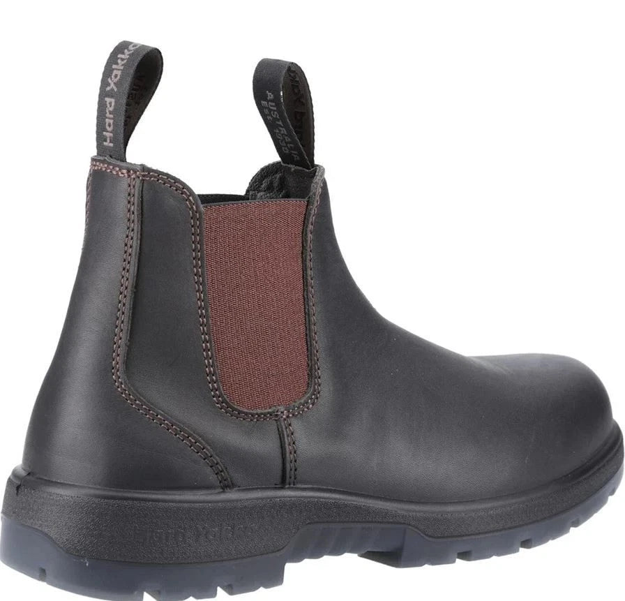 Hard Yakka Men's Brumby Leather Slip on Soft Toe Work Boots Brown Y61108